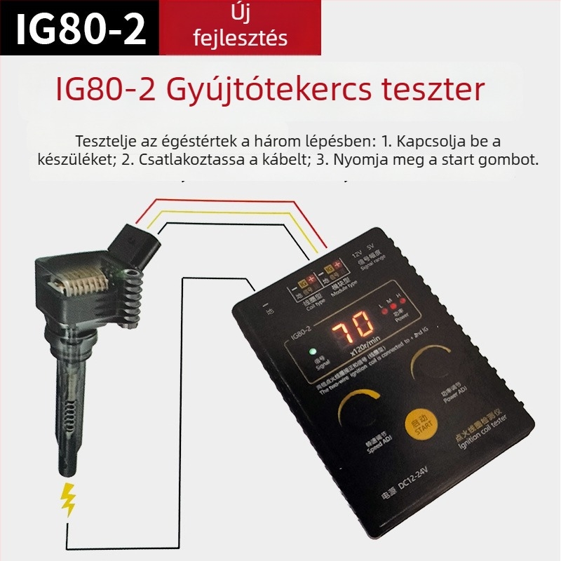 Autógyújtó tekercs detektor - magasfeszültségű diagnosztikai eszköz - IG80 műanyag