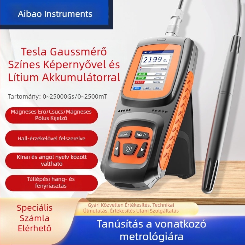 Kézben tartható digitális Tesla-mérő – nagy pontosságú mágneses mező erősség detektor