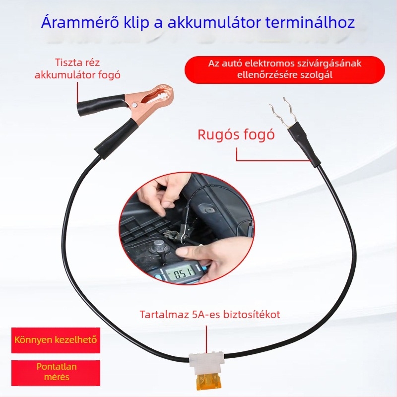 Autóvillamossági szivárgásdetektor akkumulátor terminál tesztklipszssel, súly 0.07