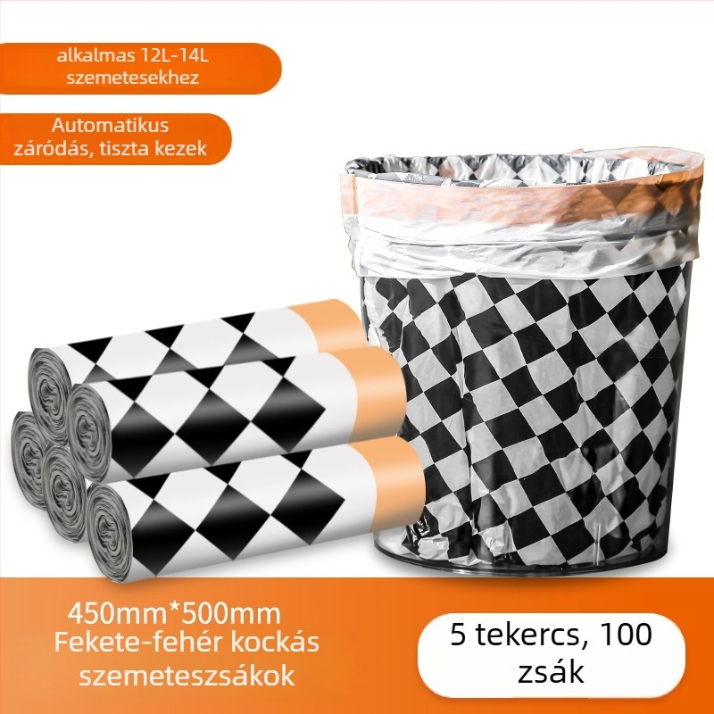 Multi-pie HDPE vastagított húzós szemeteszsák, háztartási használatra, 200 db, egyszer használatos