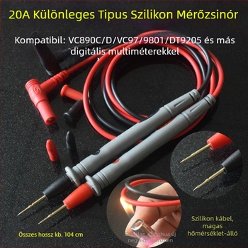 VC890D Műszerhez szilikon vezetékes mérőcsúcs, 1000V/20A, aranyozott rézcsúcs