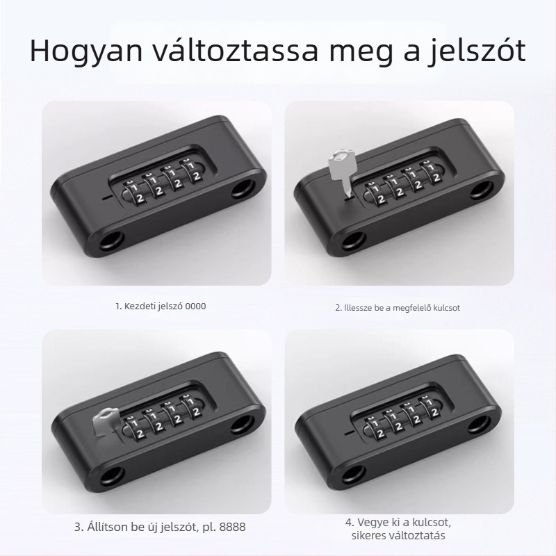 Kódzár üvegajtókhoz - U-alakú zár, vízálló és korrózióálló, anyag: ötvözet + cinkötvözet, egyszerű modell, OEM-kompatibilis, modern minimalista stílus