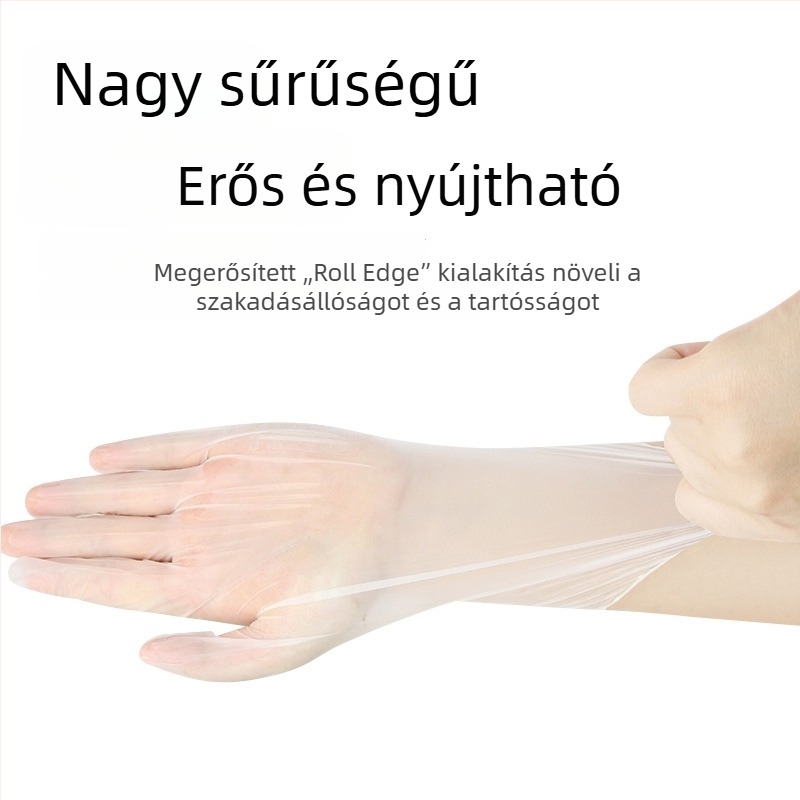 Egyszer használatos PVC kesztyű, pormentes, átlátszó, dobozos csomagolásban, 50 darab, szépségszalon és tetoválási kellékek