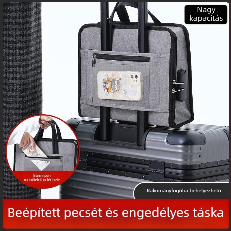 Irodai pecsét táska jelszavas záróval, vízálló, hordozható aktatáskás stílusú, négyzet alakú
