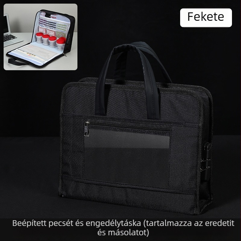 Irodai pecsét táska jelszavas záróval, vízálló, hordozható aktatáskás stílusú, négyzet alakú