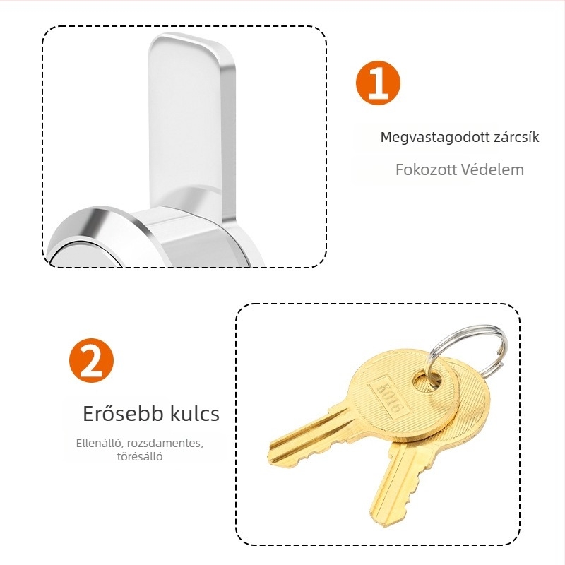 WT cinkötvözetből készült kasszafiók zár, modell K016, alkalmas pénzkazettához