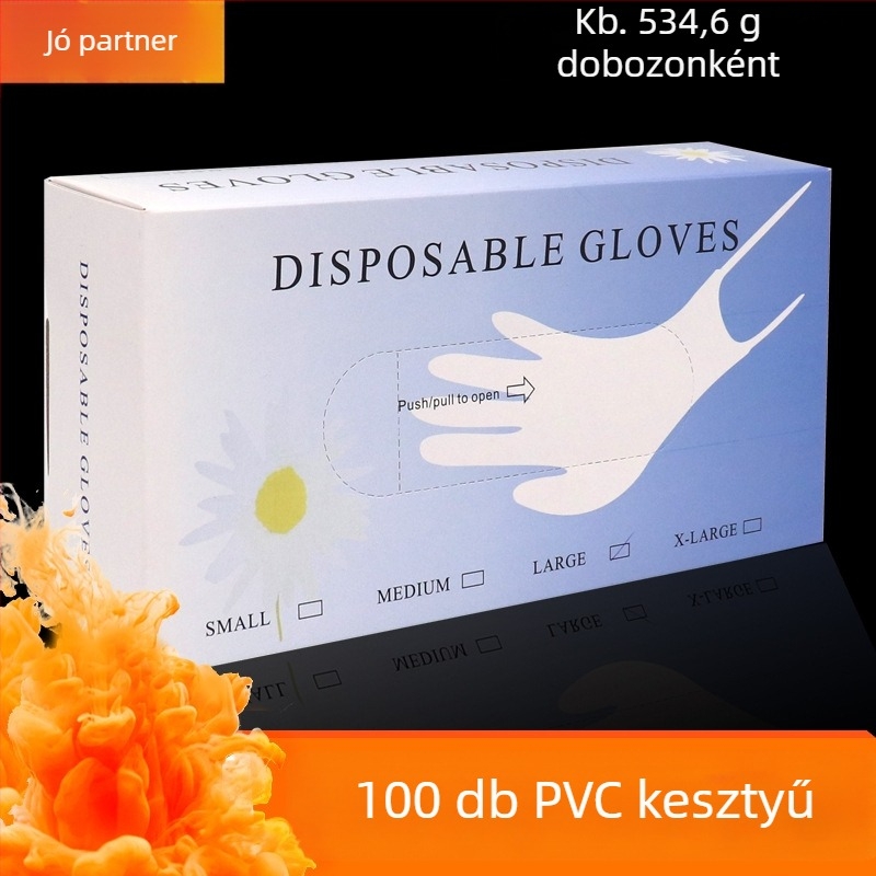 Egyszer használatos PVC kesztyűk – vastagított, pormentes, dobozos kiszerelés, 100 db szépségszalon számára