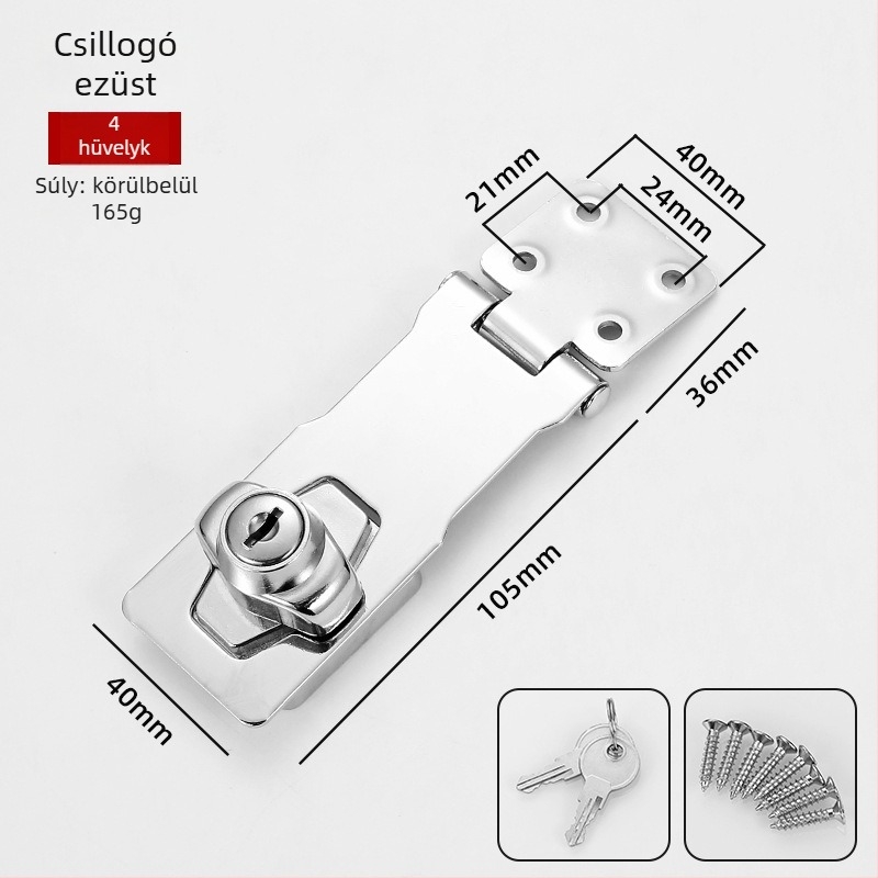 Fiókelzár zárólemez – cinkötvözet, fiókokhoz, irattárolókhoz és fa ajtókhoz, modern letisztult stílus.