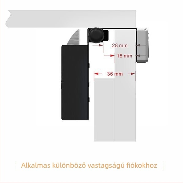Okos ujjlenyomatos fiókzár – fúrás nélküli kivitel, otthon és irodában, anyag: cinkötvözet + vas + műanyag, modern minimalista stílus