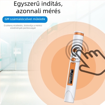 Pen-stílusú digitális nukleáris sugárzás detektor, modell HFS-P3, mérési tartomány 0.05–50, X-, gamma- és beta-sugárzást detektál, pontosság 17%