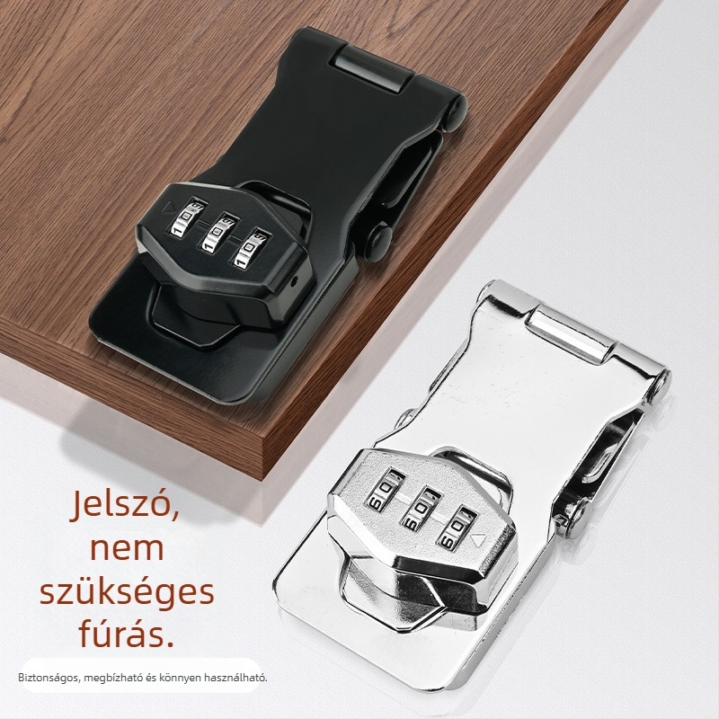 Garderobakulcs zár kódos – Tri-fold password card lock modell, ötvözettest, fiókokhoz, modern minimalista stílus