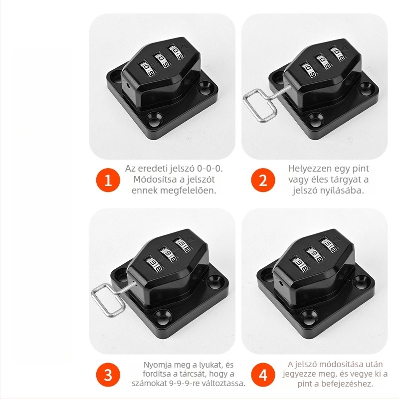 Garderobakulcs zár kódos – Tri-fold password card lock modell, ötvözettest, fiókokhoz, modern minimalista stílus