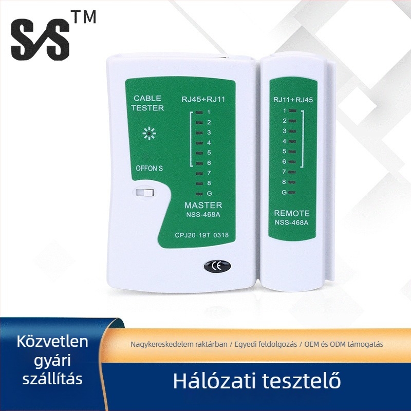 Speed NSS-468A hálózati teszt eszköz RJ45/RJ12 kompatibilitással, teszt nyomkövetés