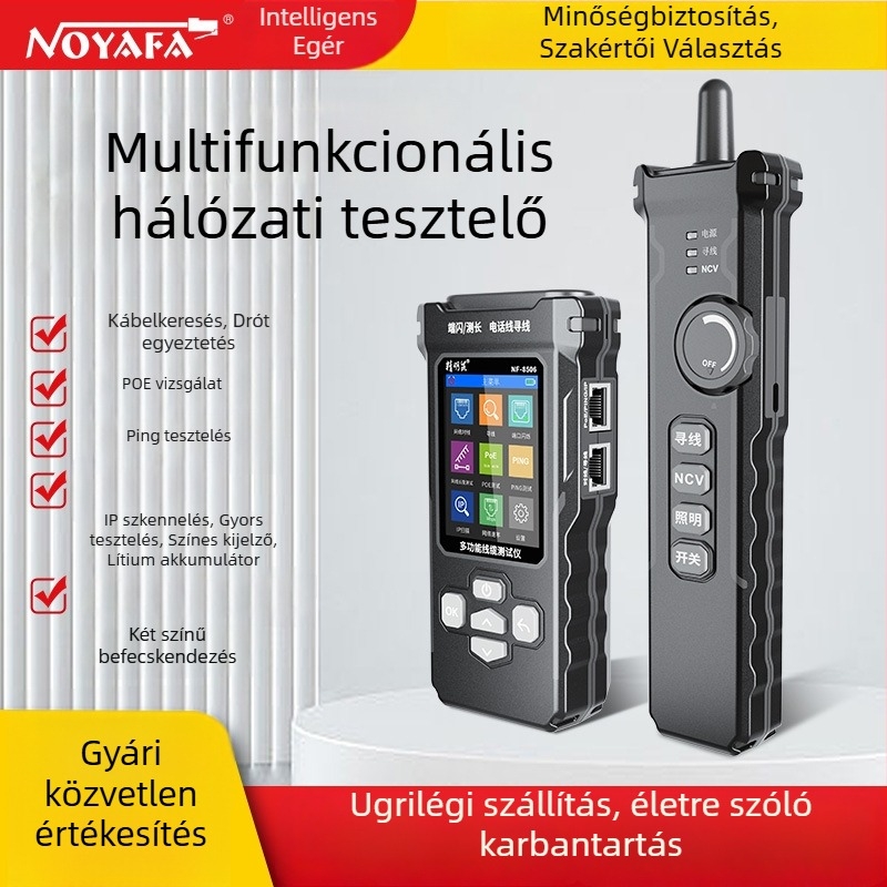 NF-8506 Hálózati tesztelő eszköz vonalak keresésére és illesztésére; súly 0,38 kg; 1 év garancia.