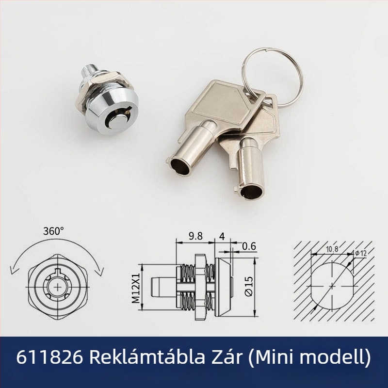BLJ zár reklámdobozok és fénydobozokhoz, cinkötvözet, modell 611829, modern minimál stílus