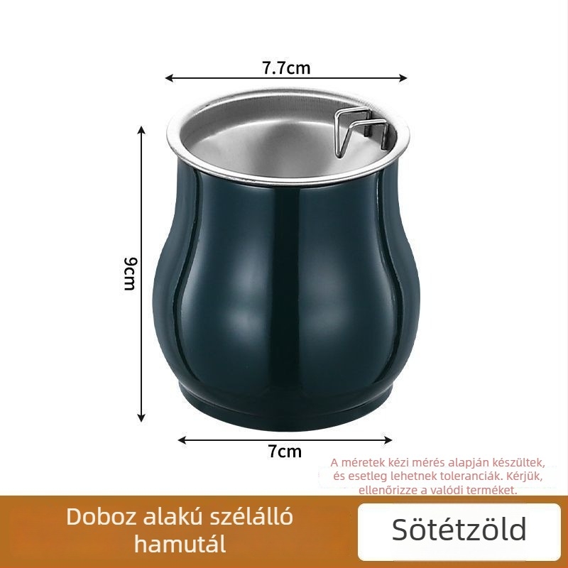 Rozsdamentes acélból készült szélvédett hamutartó fedővel és tárolási funkcióval.