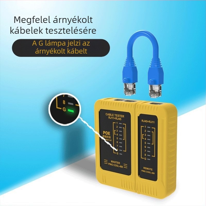Hálózati tesztelő eszköz – 488 modell, Telefonhálózati kábelteszter, Súly 0,09 kg, OEM elérhető, 2023-as megjelenés