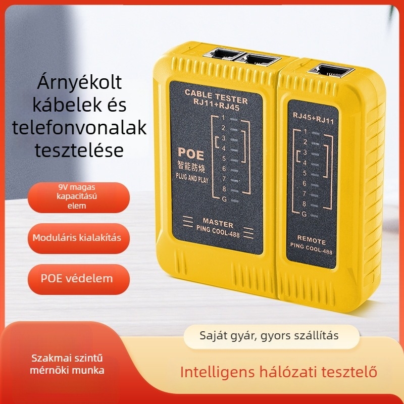 Hálózati tesztelő eszköz – 488 modell, Telefonhálózati kábelteszter, Súly 0,09 kg, OEM elérhető, 2023-as megjelenés