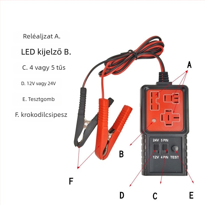 LED autórrelé teszter, 4/5 tűs, 12V-24V, nagy precizitás