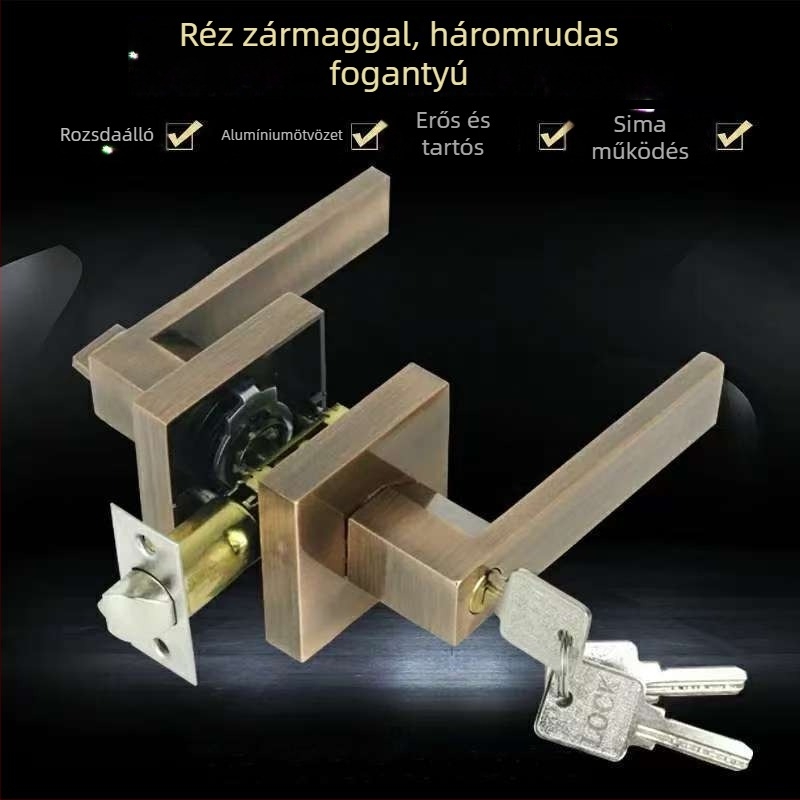 Jh201 Háromrudas fogantyúzár alumínium ötvözetből, fa ajtókhoz, helyiségekhez, fürdőszobákhoz, raktárakhoz és irodákhoz