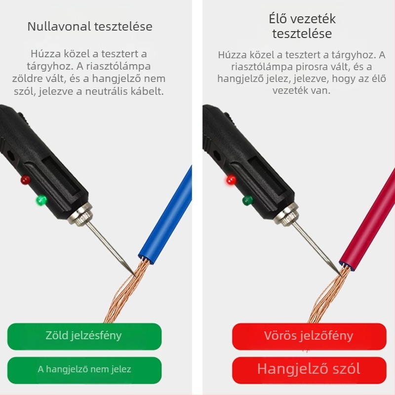 Gépjármű feszültségjelző mérő — multifunkciós két színű LED teszt tollal és riasztóval