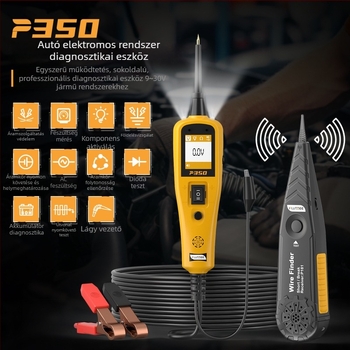 P350 autóvillamossági diagnosztikai műszer — 9-30V, -40°C-tól 70°C-ig, autók, motorkerékpárok, teherautók, hajók és jachtok számára