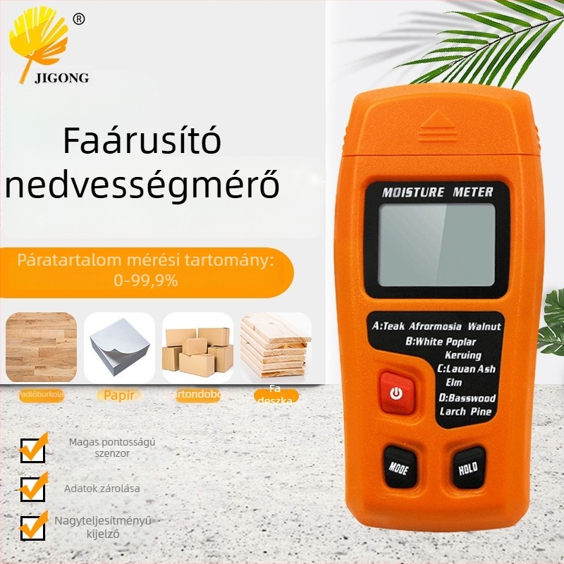 Fa nedvességmérő | Nedvességtartalom mérése | Alkalmas fa padlókhoz és kartondobozokhoz (Márka: Record Work)