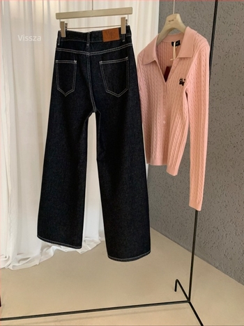 Nadrág - széles lábú, magas derekú, denim anyag poliészterrel <30%, vasalásmentes felület