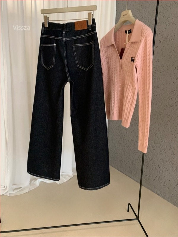 Nadrág - széles lábú, magas derekú, denim anyag poliészterrel <30%, vasalásmentes felület