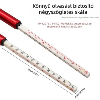 Toll alakú guminyomásmérő, 10–120 PSI, rozsdamentes acélcső és műanyag fej, autókhoz, Xing Wei Qiang