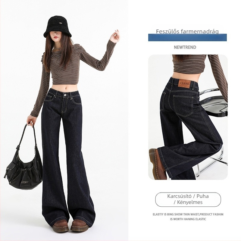 Női Bootcut farmer, alacsony derekú, lazán szabott, 70–80% pamut, regenerált cellulóz rost