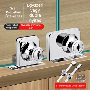 Lyukasztás nélküli zár szekrényajtóra, rozsdamentes acélból, modell XQZ001, modern minimalista dizájn