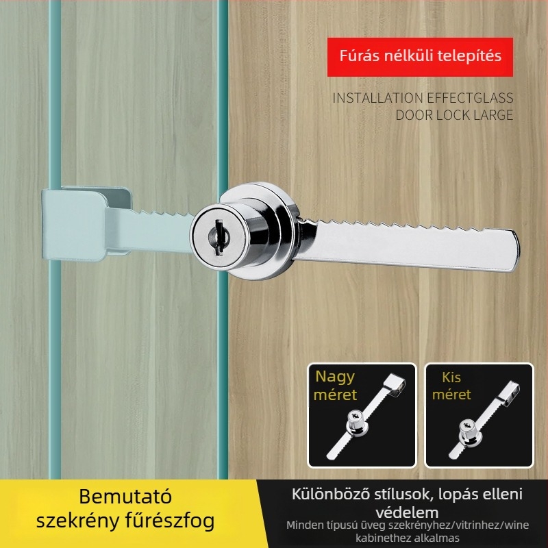 Lyukasztás nélküli zár szekrényajtóra, rozsdamentes acélból, modell XQZ001, modern minimalista dizájn