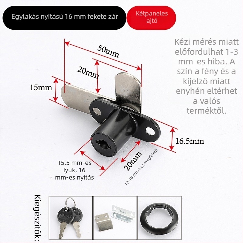 Fengye dupla nyitású szekrényzár, 7-es alakú forgó nyelvvel, cink ötvözet, modellek 208-16/208-19, modern egyszerű stílus