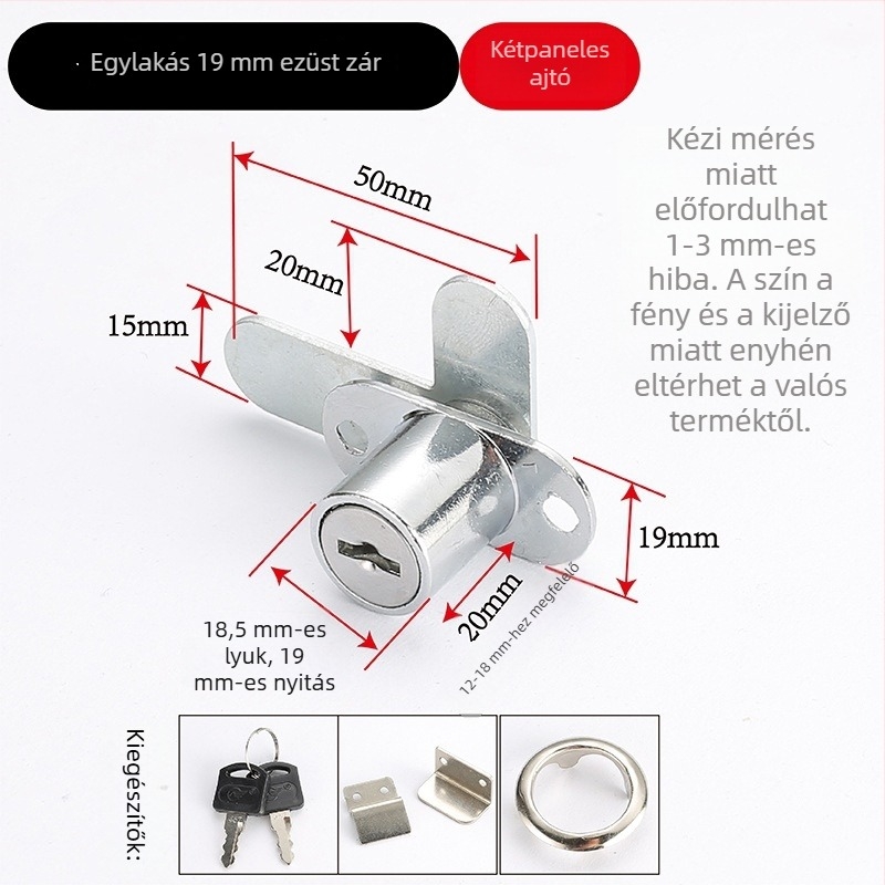 Fengye dupla nyitású szekrényzár, 7-es alakú forgó nyelvvel, cink ötvözet, modellek 208-16/208-19, modern egyszerű stílus