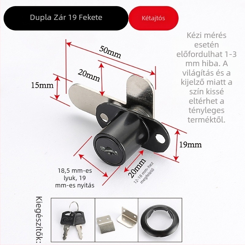 Fengye dupla nyitású szekrényzár, 7-es alakú forgó nyelvvel, cink ötvözet, modellek 208-16/208-19, modern egyszerű stílus