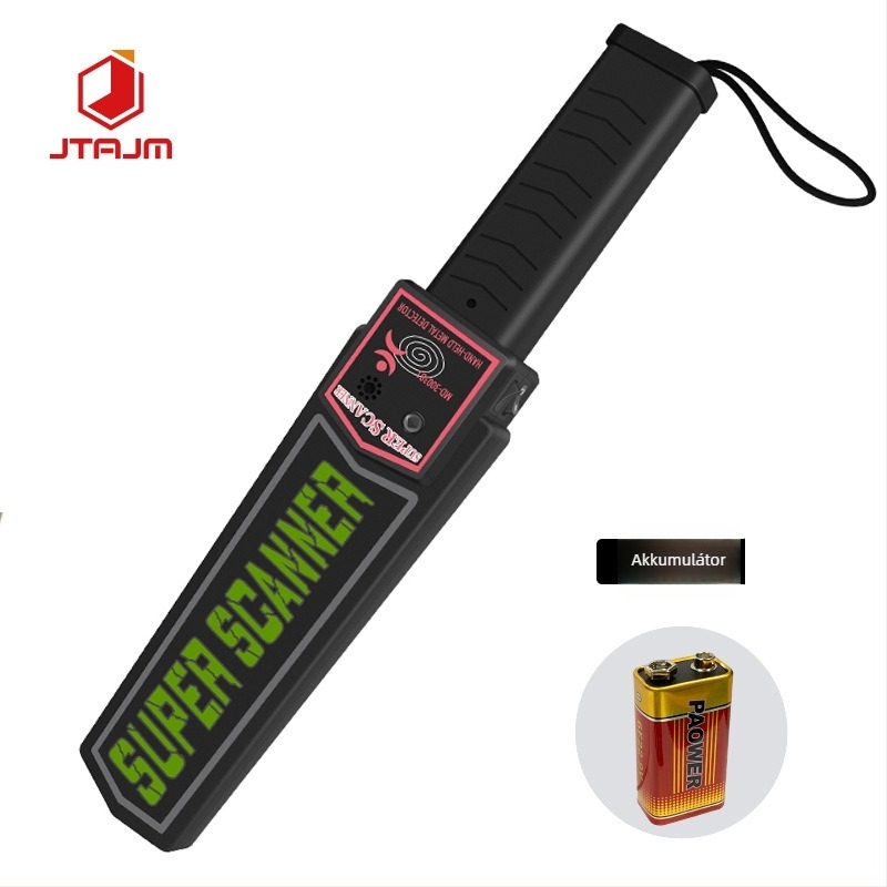 JTAJM MD-3003B1 kézi fémdetektor, hordozható biztonsági eszköz akusztikus–optikai és vibrációs riasztással, detektálási tartomány ≥6 cm