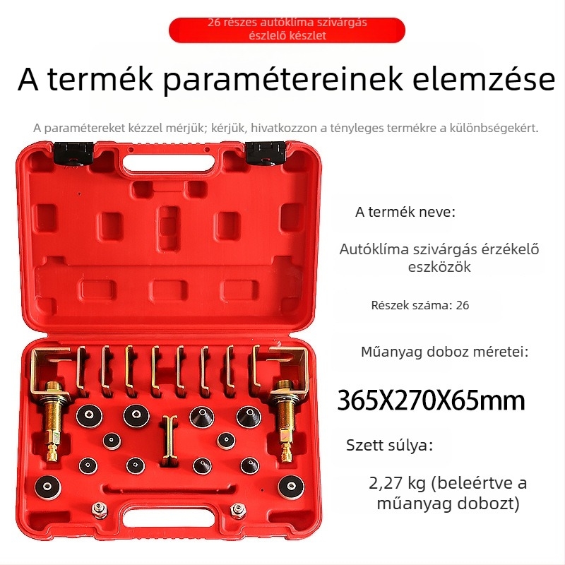 Autóklíma szivárgásdetektáló eszköz – ötvözetből készült test; márka Mussen hall; autójavítás.