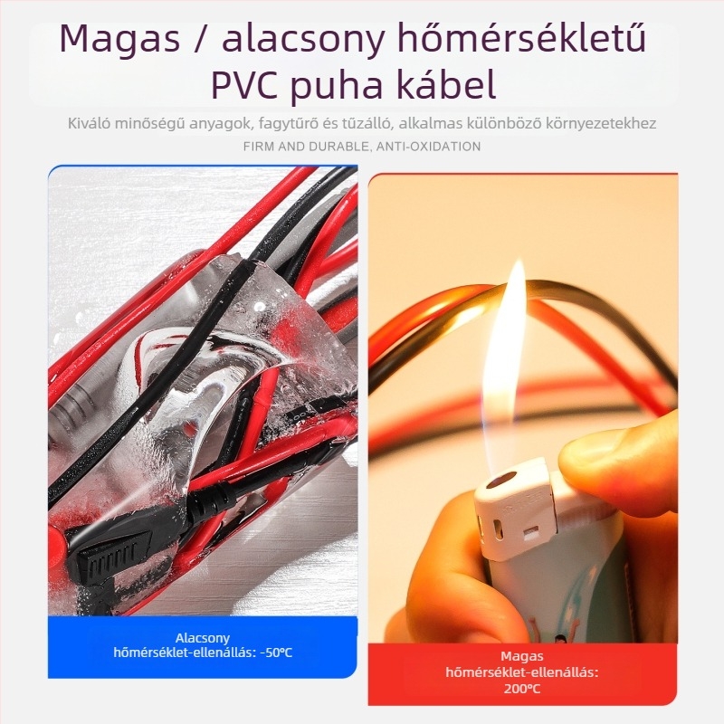 Multiméter tesztvezetékek – Márka Zheng tietou; Modell: Multimeter test leads; Anyag: szilikon + aranyozott réz; Cél: tesztvonal; Eredet: Kína