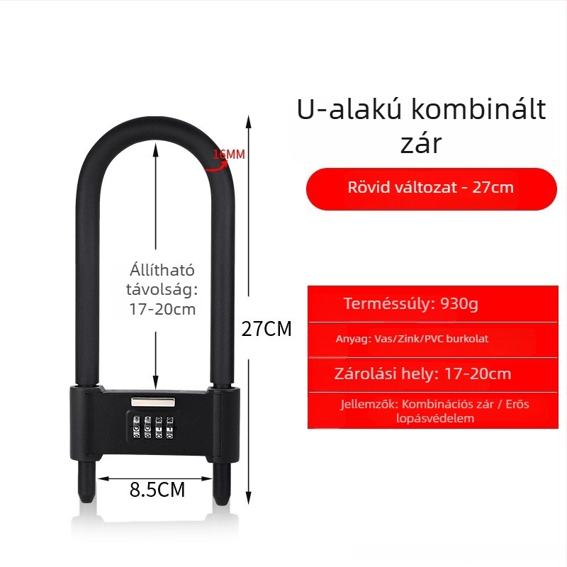 U alakú zár ujjlenyomat és jelszó funkcióval, irodai üvegajtóhoz, cinkötvözet