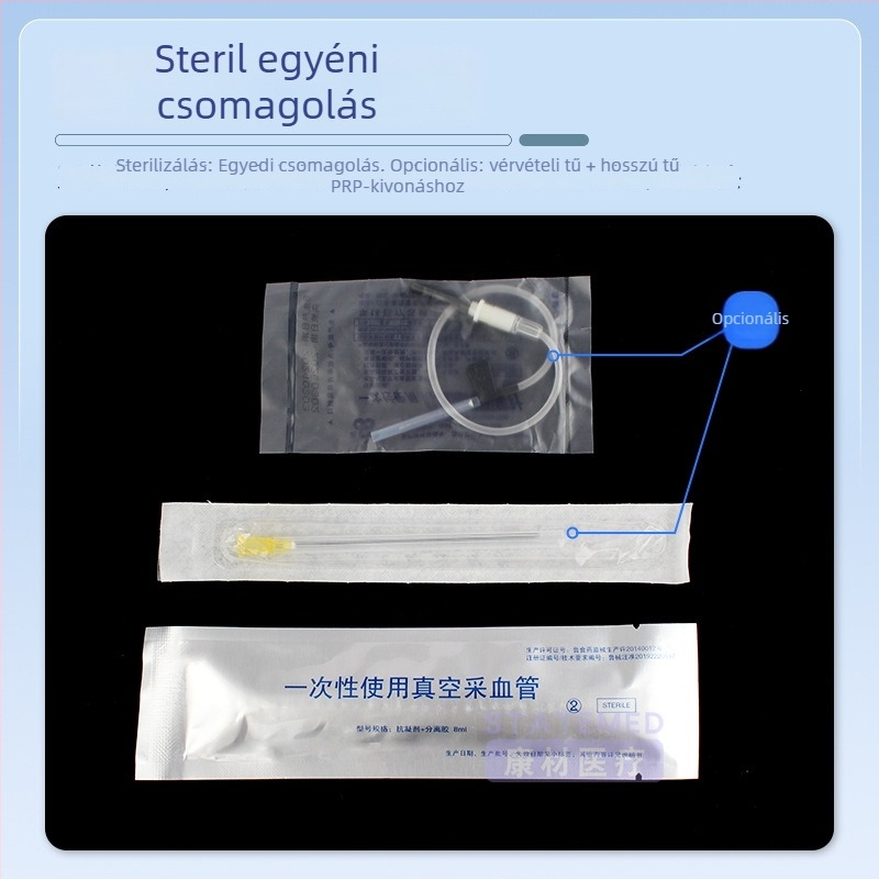 PRP szérum szeparációs cső, steril orvosi centrifálós cső vérvételhez, kapacitás 8 ml, Huabo