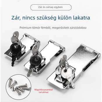 Szekrényajtó és fiók zár, rozsdamentes acél, modell Lock with lock, stílus Light Luxury