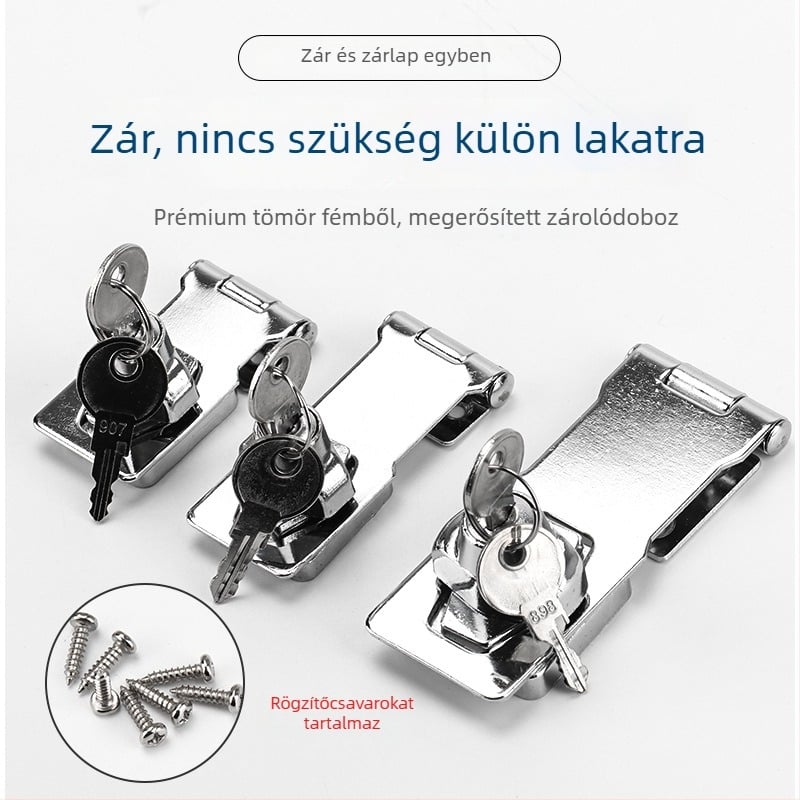 Szekrényajtó és fiók zár, rozsdamentes acél, modell Lock with lock, stílus Light Luxury