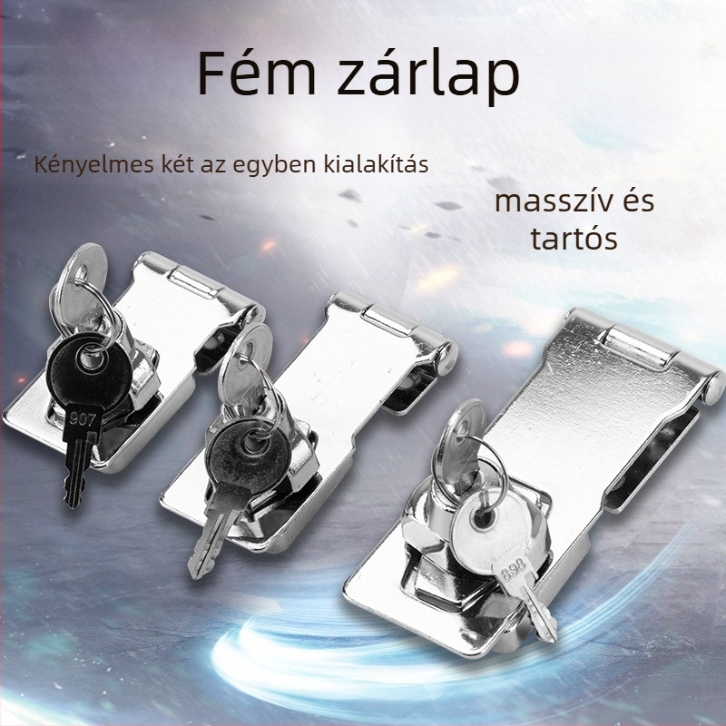 Szekrényajtó és fiók zár, rozsdamentes acél, modell Lock with lock, stílus Light Luxury