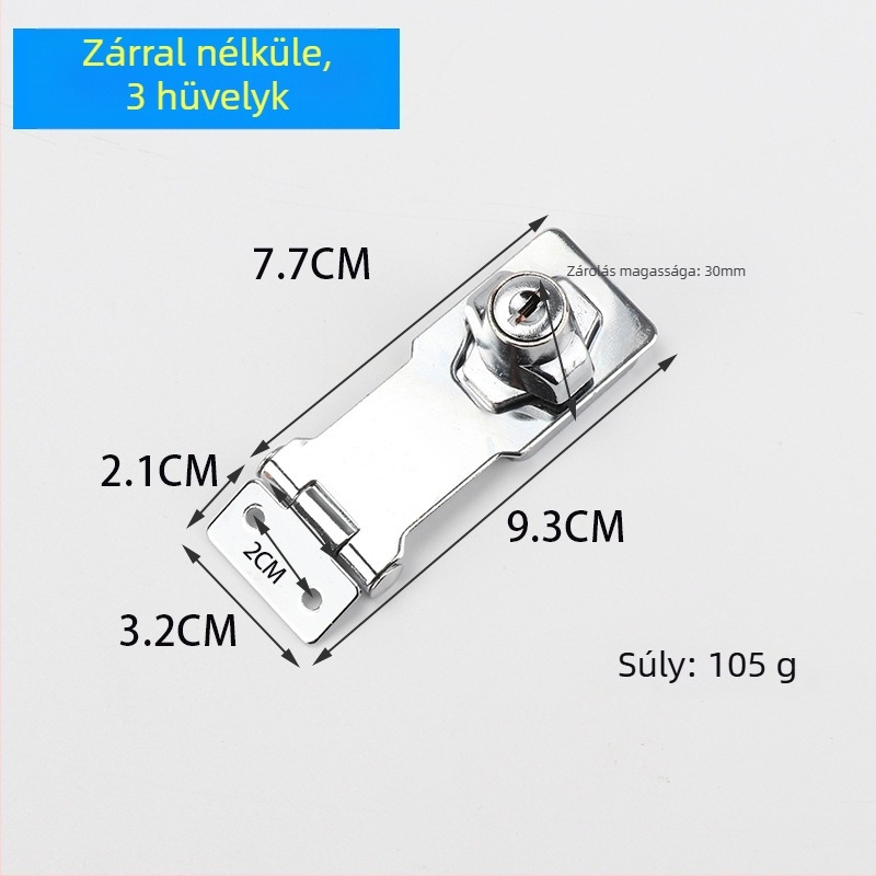Szekrényajtó és fiók zár, rozsdamentes acél, modell Lock with lock, stílus Light Luxury