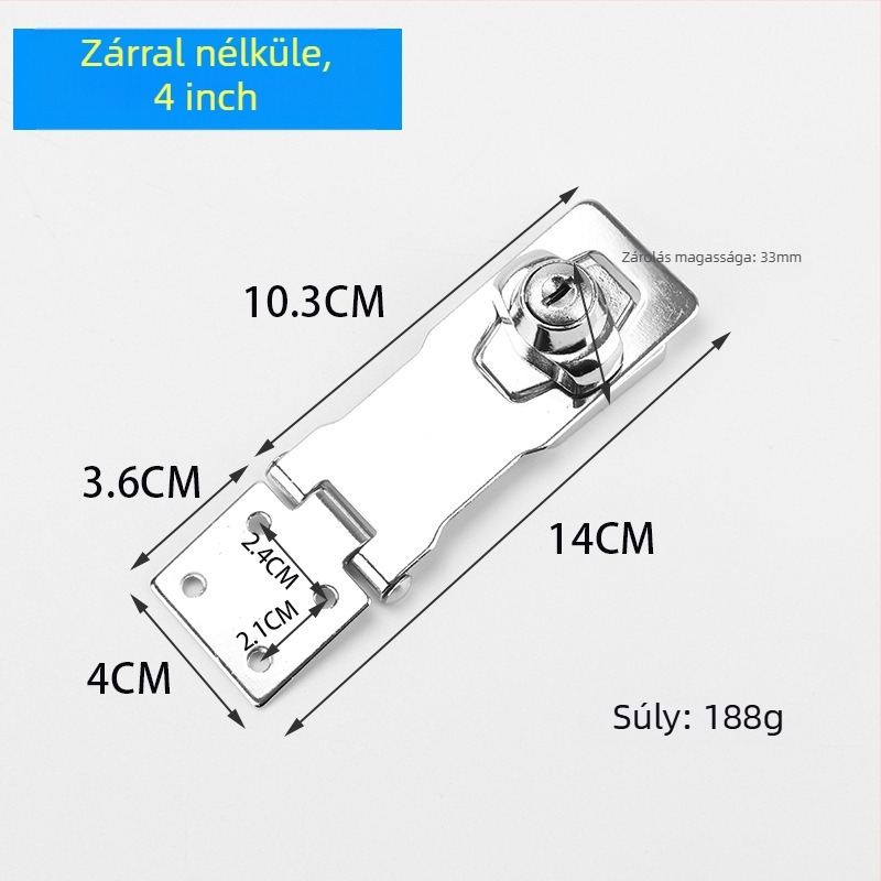 Szekrényajtó és fiók zár, rozsdamentes acél, modell Lock with lock, stílus Light Luxury