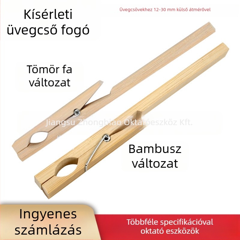 Kémcsőfogó, fából készült bambusz kivitelben, kémiai kísérletekhez, oktatási laboratóriumi eszköz, 1000 darabos csomag