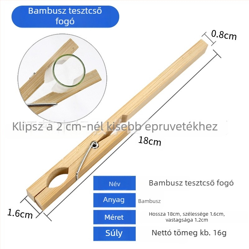 Kémcsőfogó, fából készült bambusz kivitelben, kémiai kísérletekhez, oktatási laboratóriumi eszköz, 1000 darabos csomag