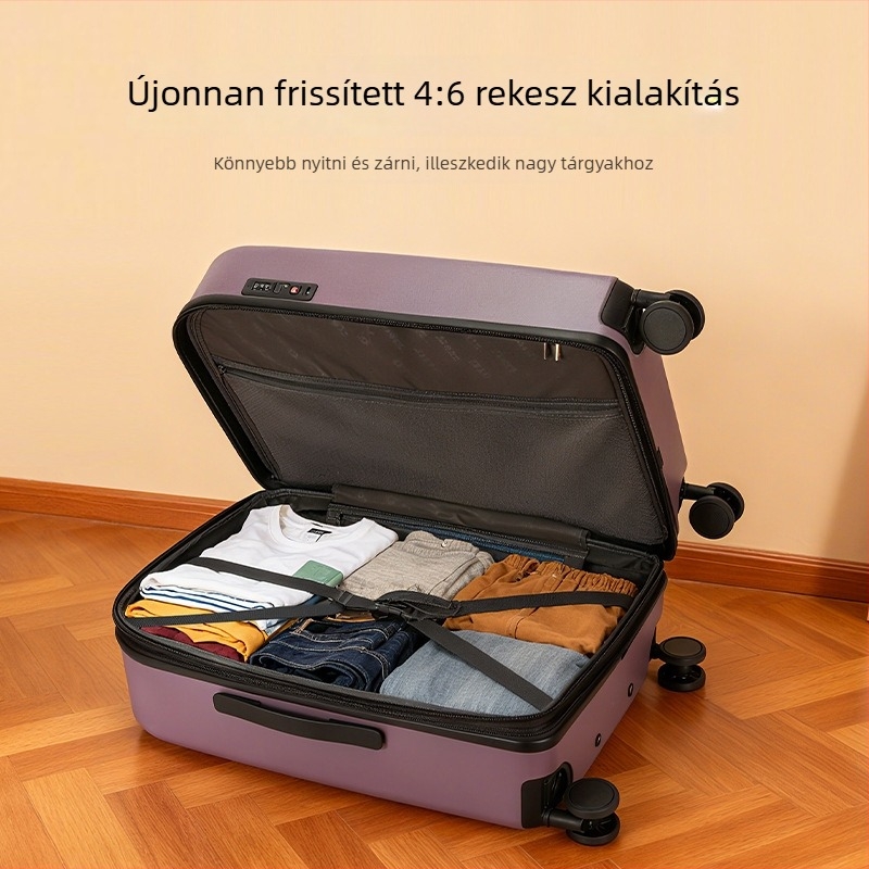 Többfunkciós utazótáska USB-porttal, bővíthető, beépített súlymérővel, 20 hüvelykes gurulós kézitáska, policarbonát test, csíkos mintázat