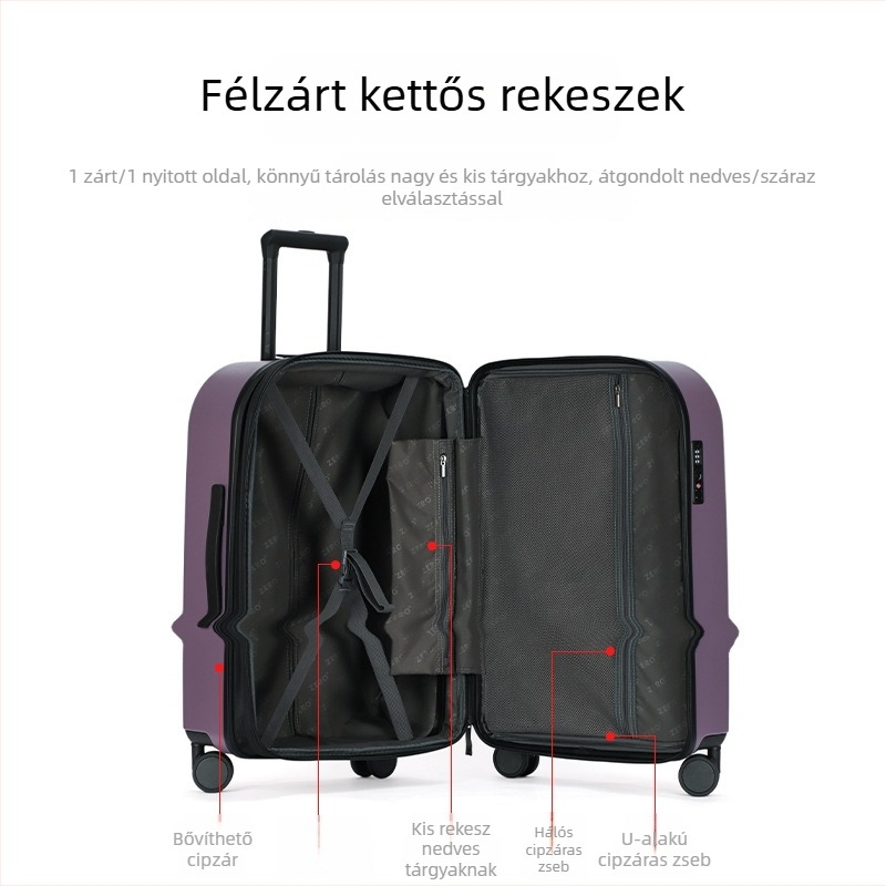 Többfunkciós utazótáska USB-porttal, bővíthető, beépített súlymérővel, 20 hüvelykes gurulós kézitáska, policarbonát test, csíkos mintázat